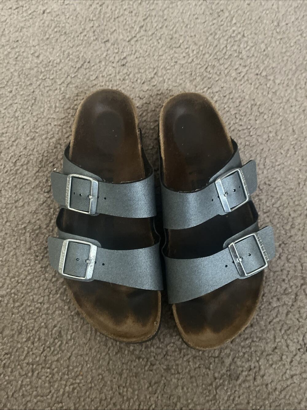 Birkenstock Arizona Sandals Metallic Silver/Grey Size 40